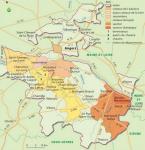Obr. 1. Mapka vinařské oblasti Anjou na středním toku řeky Loiry (převzato z www.hachette-vins.com).