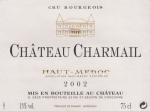 Etiketa Château Charmail 2002.