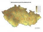 3. Roční průměrný počet bezoblačných dní. Zdroj Atlas podnebí Česka - http://www.chmi.cz/meteo/ok/atlas/index.html