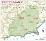 Mapa vinařské podoblasti Steiermark (vinařská oblast Steirerland)