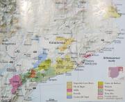 Mapa vinařských podoblastí Katalánska.