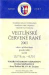 Etiketa Veltlínské červené rané 2003 pozdní sběr - Vinařství rodiny Nápravovy, Nový Šaldorf.