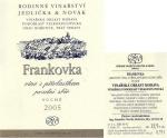 Etiketa Frankovka 2005 pozdní sběr - Rodinné vinařství Jedlička & Novák, Bořetice.