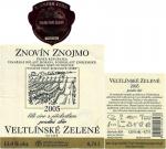 Etiketa Veltlínské zelené 2005 pozdní sběr - Znovín Znojmo a.s.