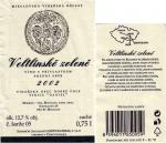 Etiketa Veltlínské zelené 2002 pozdní sběr - Vinařství Mikrosvín Mikulov, a.s.