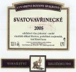 Etiketa Svatovavřinecké 2005 odrůdové jakostní - Vinařství rodiny Špalkovy, Nový Šaldorf.