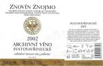 Etiketa Svatovavřinecké 2002 archivní - Znovín Znojmo a.s.