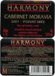 Etiketa Cabernet Moravia 2007 pozdní sběr - Vinselekt Michlovský a.s. Rakvice.