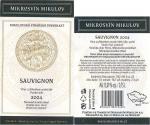 Etiketa Sauvignon 2004 pozdní sběr - Vinařství Mikrosvín Mikulov, a.s.