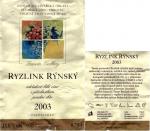 Etiketa Ryzlink rýnský 2003 pozdní sběr - Znovín Znojmo a.s.