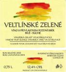Etiketa Veltlínské zelené 2003 pozdní sběr - Vinařství Vladimír Tetur Velké Bílovice.