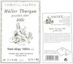 Etiketa Müller-Thurgau 2000 pozdní sběr - Vinné sklepy Valtice, a.s.