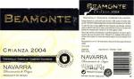 Etiketa Beamonte 2004 Denominación de Origen (DO) (Crianza) - Bodegas Beamonte, Cintruénigo, Navarra, Španělsko.