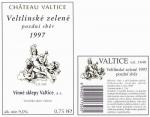 Popis: Etiketa Veltlínské zelené 1997 pozdní sběr - Vinné sklepy Valtice, a.s.