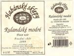 Etiketa Rulandské modré 1999 pozdní sběr - Habánské sklepy s.r.o. Velké Bílovice.