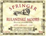 Etiketa Rulandské modré 2000 výběr z hroznů - Vinařství Springer, Bořetice.