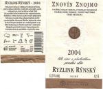 Etiketa Ryzlink rýnský 2004 pozdní sběr - Znovín Znojmo a.s.