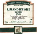 Etiketa Rulandské bílé 2002 pozdní sběr (Sur lie) - Vinařství rodiny Špalkovy, Nový Šaldorf.