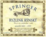 Etiketa Ryzlink rýnský 2000 pozdní sběr - Vinařství Springer, Bořetice.