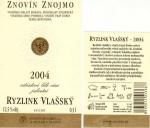 Etiketa Ryzlink vlašský 2004 odrůdové jakostní - Znovín Znojmo a.s.