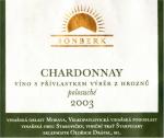 Etiketa Chardonnay 2003 výběr z hroznů - Vinařství Sonberk Pouzdřany a.s.