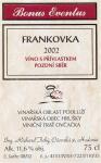 Etiketa Frankovka 2002 pozdní sběr - Richard Tichý Hodonín.