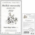 Etiketa Muškát moravský 2002 pozdní sběr - Vinné sklepy Valtice, a.s.