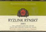 Etiketa Ryzlink rýnský 2001 pozdní sběr - Moravské vinařské závody s.r.o. Hukvaldy.