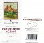Etiketa Zweigeltrebe 2001 odrůdové jakostní (rosé) - Agrosovín Boršice a.s.
