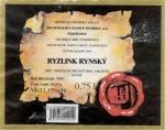 Etiketa Ryzlink rýnský 1999 odrůdové jakostní – Šlechtitelská stanice vinařská, s.r.o. Polešovice.
