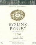 Etiketa Ryzlink rýnský 2001 odrůdové jakostní - Habánské sklepy s.r.o. Velké Bílovice.