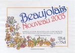 Etiketa Beaujolais Nouveau 2003 Appellation Beaujolais Contrôlée – Les Grands Chais de France.