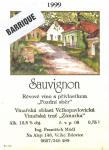 Etiketa Sauvignon 1999 pozdní sběr (barrique) - Malý vinař František Mádl Velké Bílovice. 