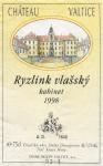 Etiketa Ryzlink vlašský 1998 kabinet – Vinné sklepy Valtice, a.s.