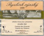 Etiketa Ryzlink rýnský 1999 pozdní sběr – ZEAS Polešovice a.s.