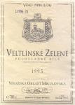 Etiketa Veltlínské zelené 1995 archivní – Víno Mikulov a.s.