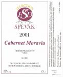 Etiketa Cabernet Moravia 2001 odrůdové jakostní – Vinařství Spěvák a synové Dubňany.