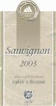 Etiketa Sauvignon 2003 výběr z hroznů - České vinařské závody a.s. Praha.