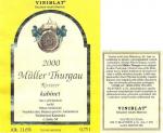 Etiketa Müller-Thurgau 2000 kabinet - Sdružení vinařů Viniblat Blatnice pod Sv. Antonínkem.