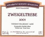 Etiketa Zweigeltrebe 2003 odrůdové jakostní (rosé) - Vinařství rodiny Špalkovy, Nový Šaldorf.