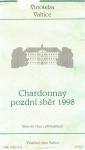 Etiketa Chardonnay 1998 pozdní sběr - Vinotéka Valtice - Bilkovič Ivan.