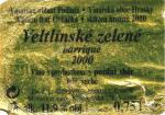 Etiketa Veltlínské zelené 2000 pozdní sběr (barrique) - Moravíno s.r.o., Valtice.