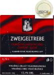 Etiketa Zweigeltrebe 2002 odrůdové jakostní (barrique) - Vinařství Vladimír Tetur Velké Bílovice.