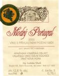 Etiketa Modrý Portugal 2003 pozdní sběr - Vinařství Musilovi, Dolní Kounice.