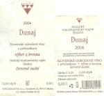 Etiketa Dunaj 2004 výber z hrozna (výběr z hroznů) - VÍNO - Masaryk s.r.o., Skalica, Slovensko.