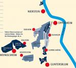 Mapka vinařských obcí. Zdroj: http://www.manz-weinolsheim.de
