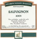 Etiketa Sauvignon 2003 pozdní sběr - Vinařství rodiny Špalkovy, Nový Šaldorf.