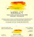 Etiketa Merlot 2004 pozdní sběr - Vinařství Vladimír Tetur Velké Bílovice.