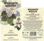 Etiketa Sauvignon 2010 pozdní sběr - Vinařství Mikrosvín Mikulov, a.s.