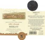 Etiketa Merlot 2012 výběr z hroznů - Vinařství Vajbar Bronislav, Rakvice.